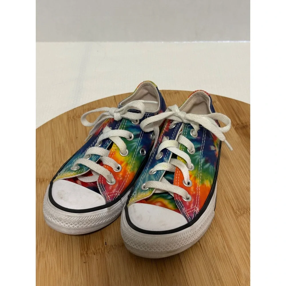 Converse Chuck Taylor All Star Kids 12 Rainbow Tie Dye Low Top Sneakers 369279F